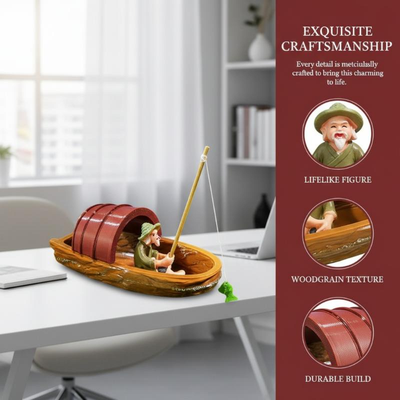 Aquarium Marina - Mini Fisherman Floating Boat Ornament Set