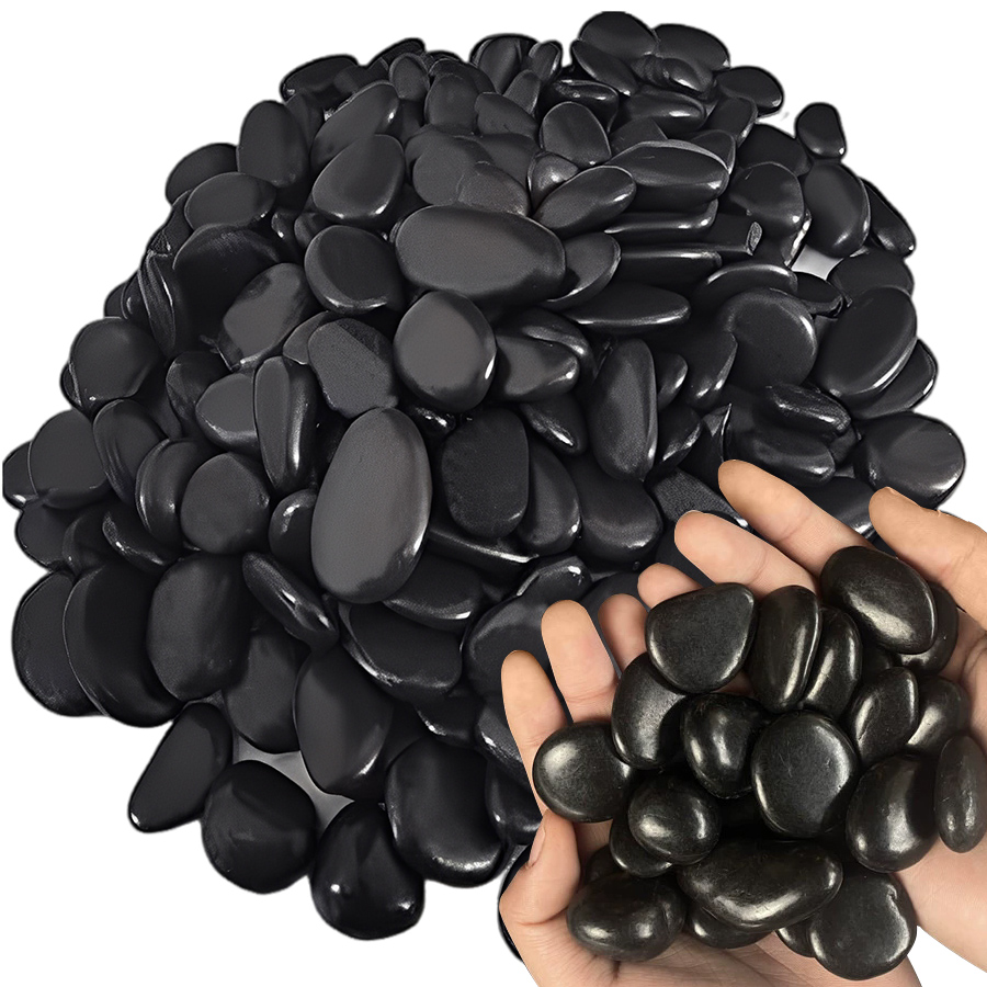 Aquarium Marine Stone - 200g Black High Polished Natural Pebbles