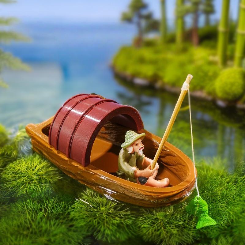 Mini Fisherman Floating Boat O - Aquarium Marina ulasan dan harga