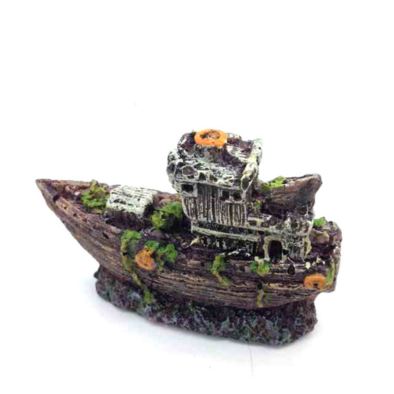 Mini Aquarium Resin Shipwreck  - Aquarium Marina ulasan dan harga
