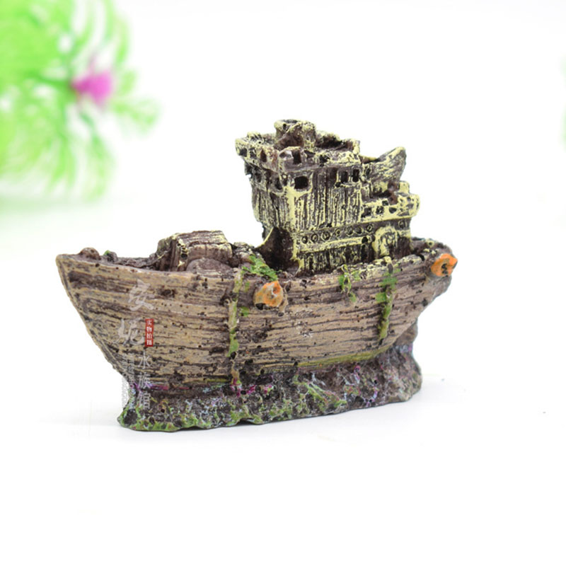 Mini Aquarium Resin Shipwreck  - Aquarium Marina ulasan dan harga