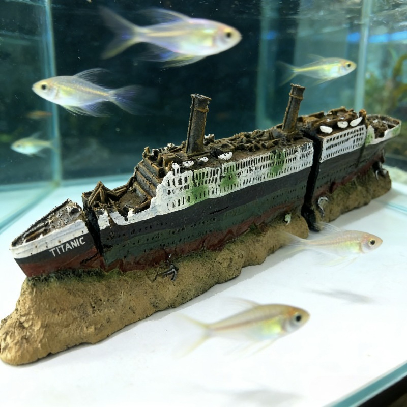 Titanic Wreck Fish Tank Decora - Aquarium Marina ulasan dan harga