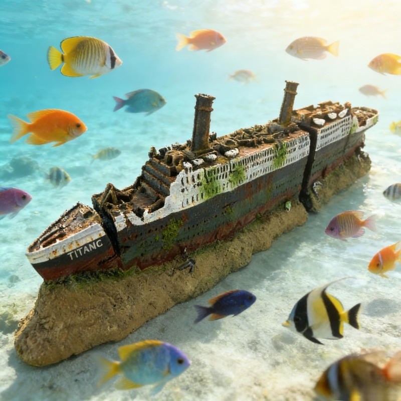 Titanic Wreck Fish Tank Decora - Aquarium Marina ulasan dan harga